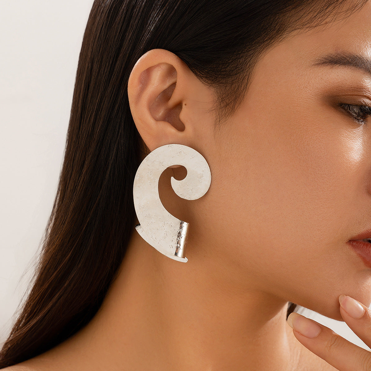 Personalized Geometric Trendy Female Irregular Earrings Double Fold Fan shaped Metal Earrings by eprolo