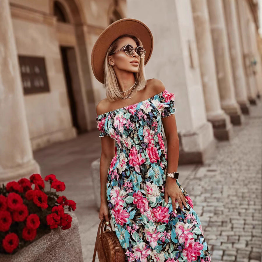Elegant Printed One-Shoulder Fashion Dress for Women by eprolo