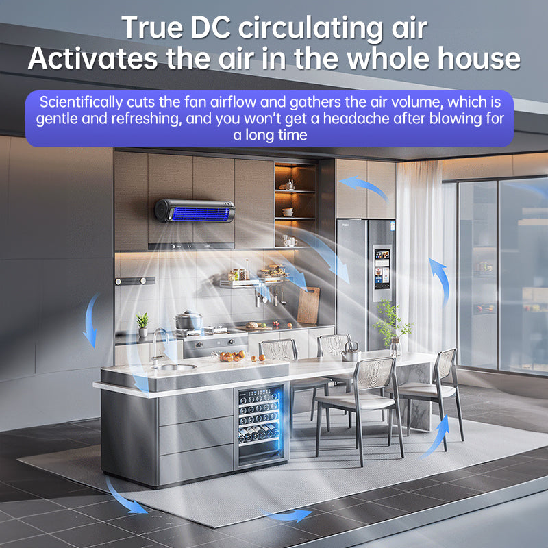 Wall-mounted AC fan: quiet, rechargeable, portable, cooling. For home, kitchen, bathroom – no drilling. by eprolo
