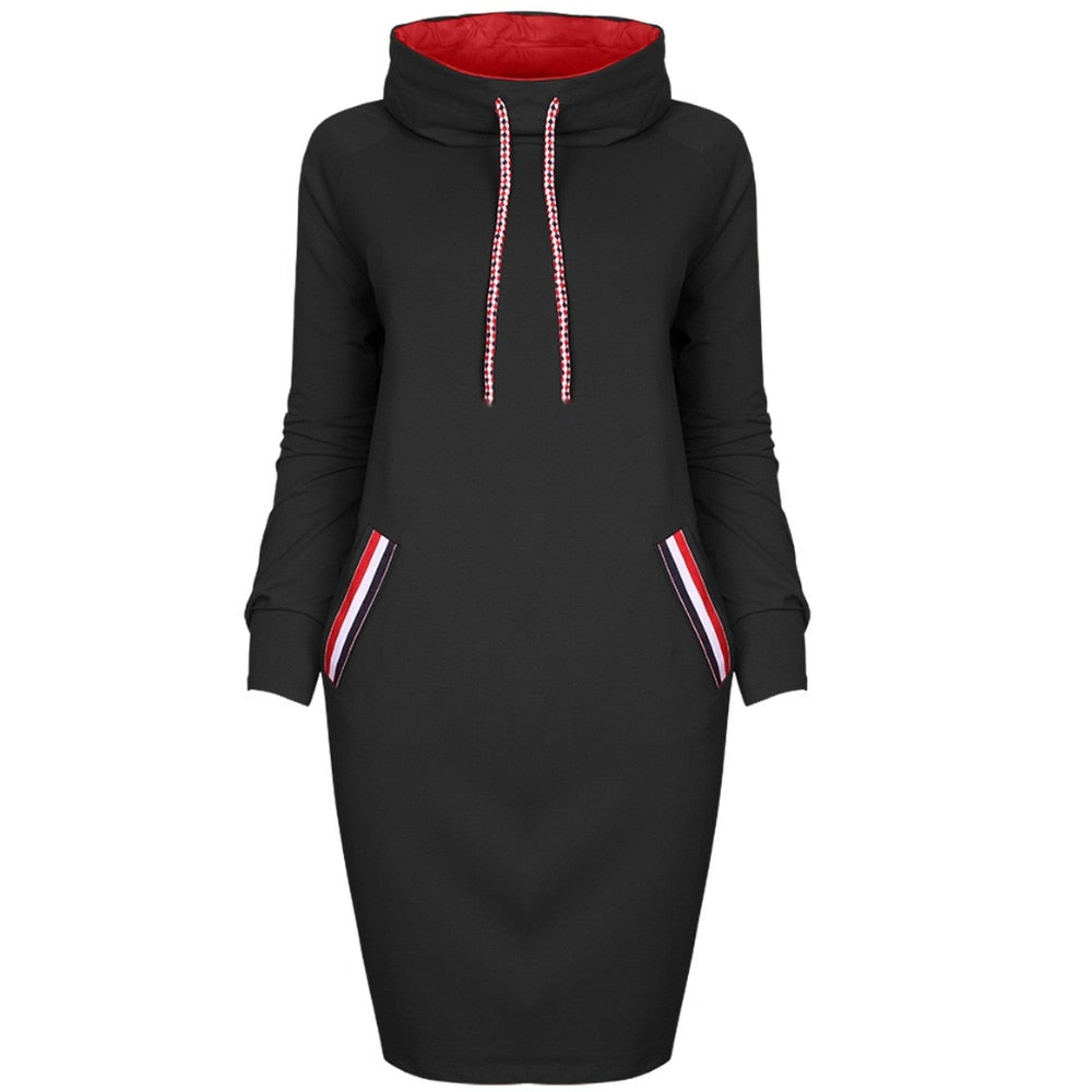 Autumn winter dress Long sleeve vestidos Casual party dresses vestido de festa women dress plus size High collar robe femme by DERILUJA LLC