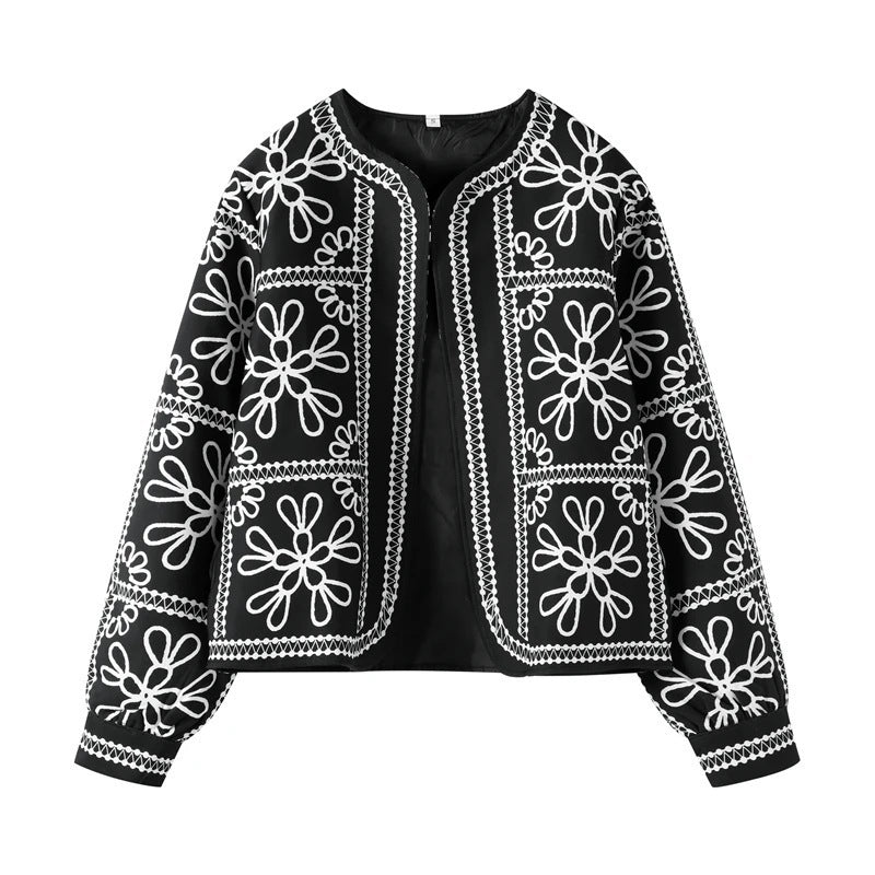 Fashion Casual Print Color-block Cotton Coat  Shorts Set