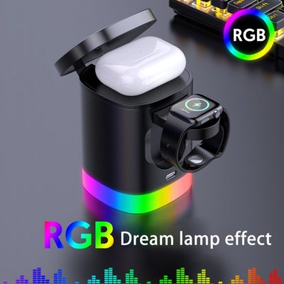 3 In 1 Magnetic Wireless Fast Charger For Smart Phone RGB Ambient Light Charging Station For Airpods IWatch by eprolo
