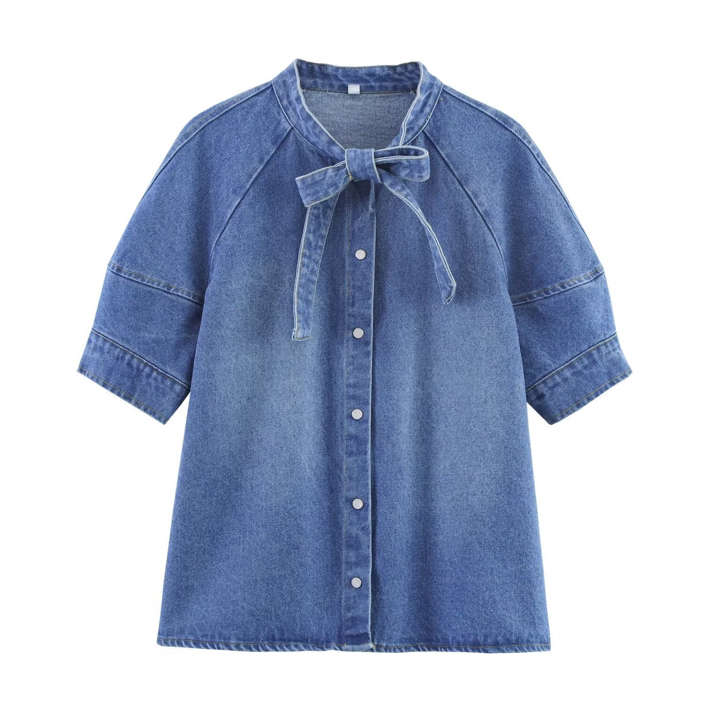 Bow tie denim shirt+skirt set by eprolo