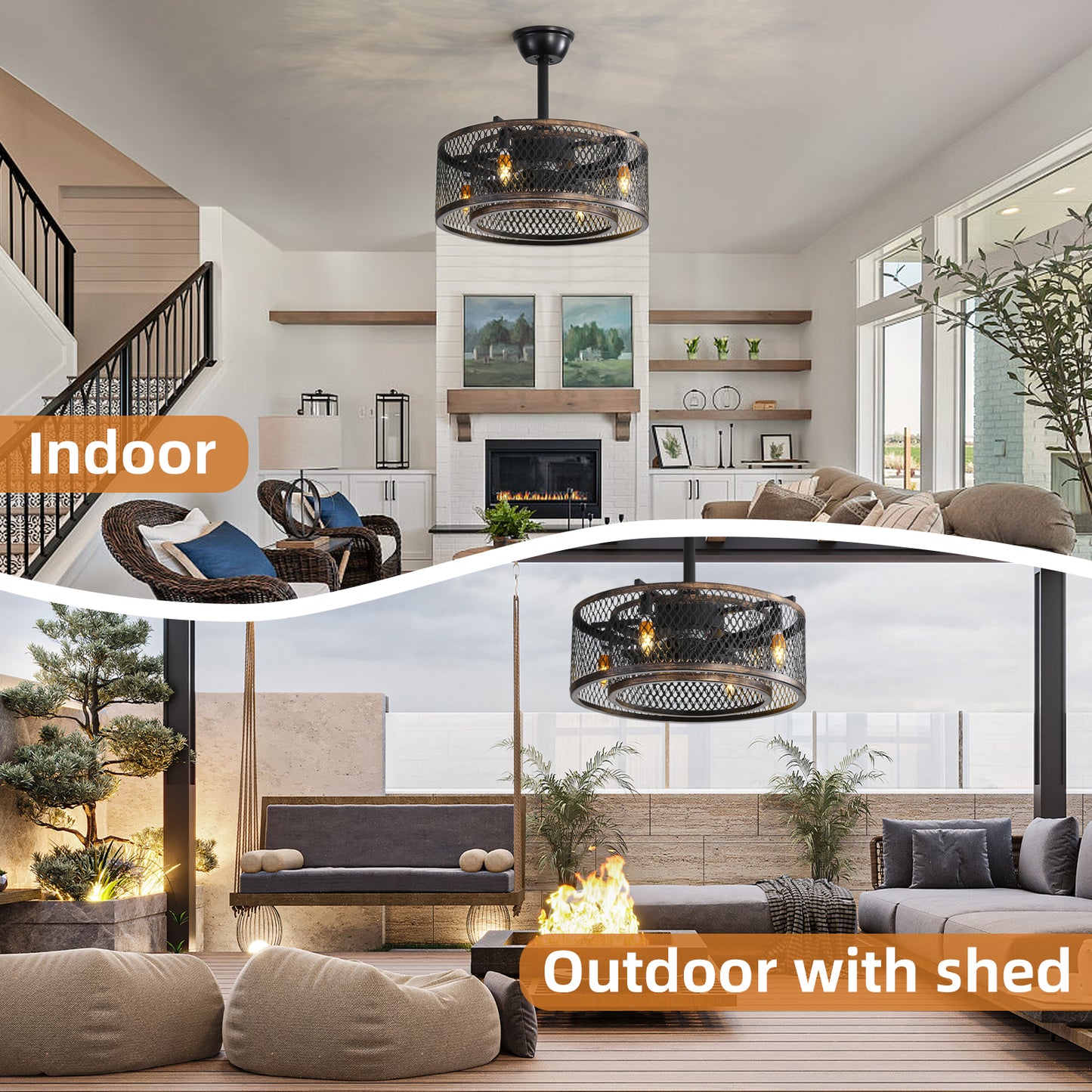 20 inch Caged Ceiling Fan with Lights by eprolo