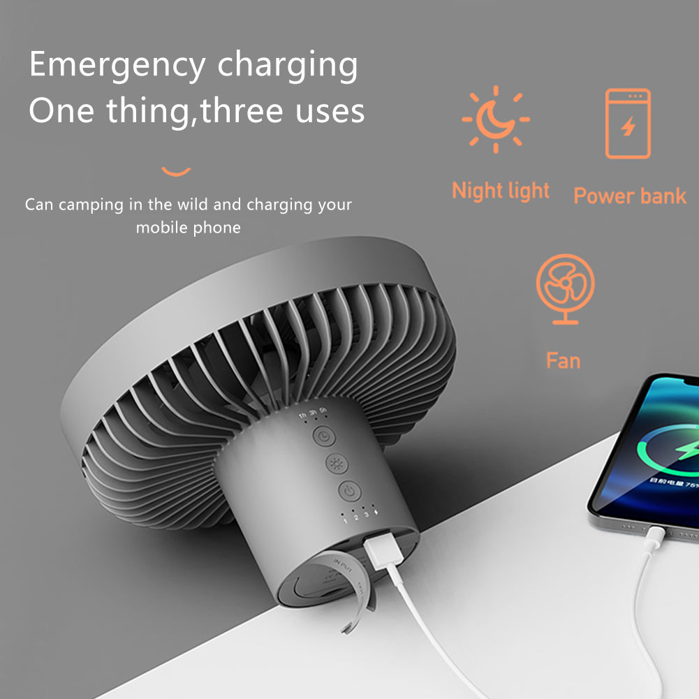 Tripod Outdoor Fan Portable Camping Tent Small Ceiling Fan Lamp Wireless USB Charging Camping Fan by eprolo