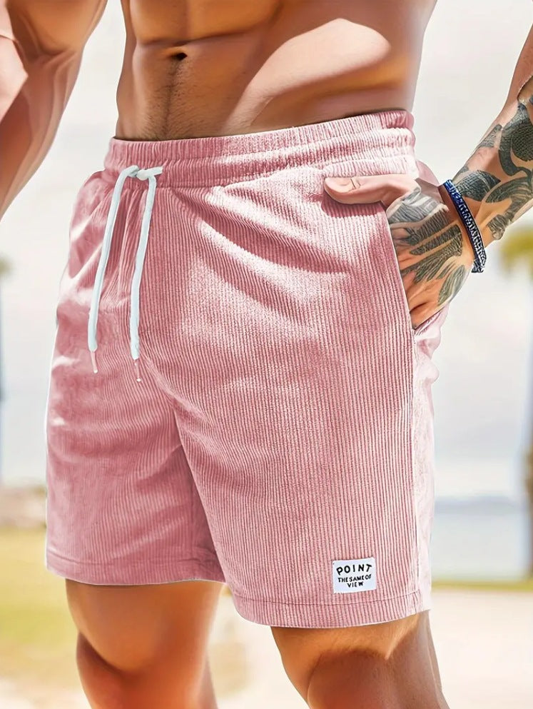 Lace-up Drawstring Shorts Summer Corduroy Sports Short Pants Mens Clothing by DERILUJA LLC