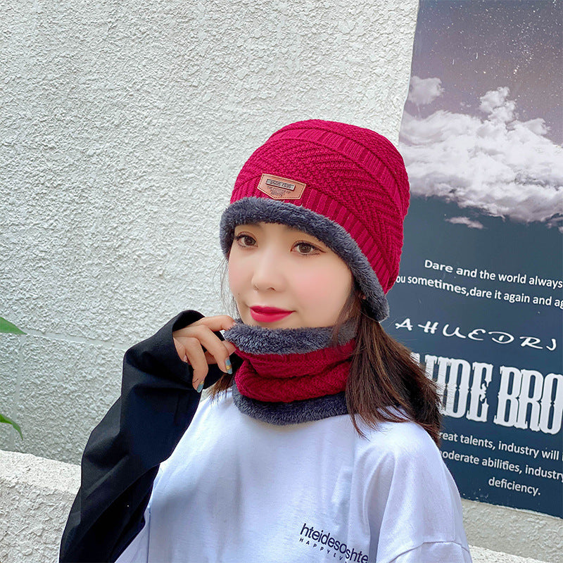 Winter Beanie Hat Scarf Set Warm Knit Hat Thick Fleece Lined Winter Hat Neck Warmer For Men Women by My Store
