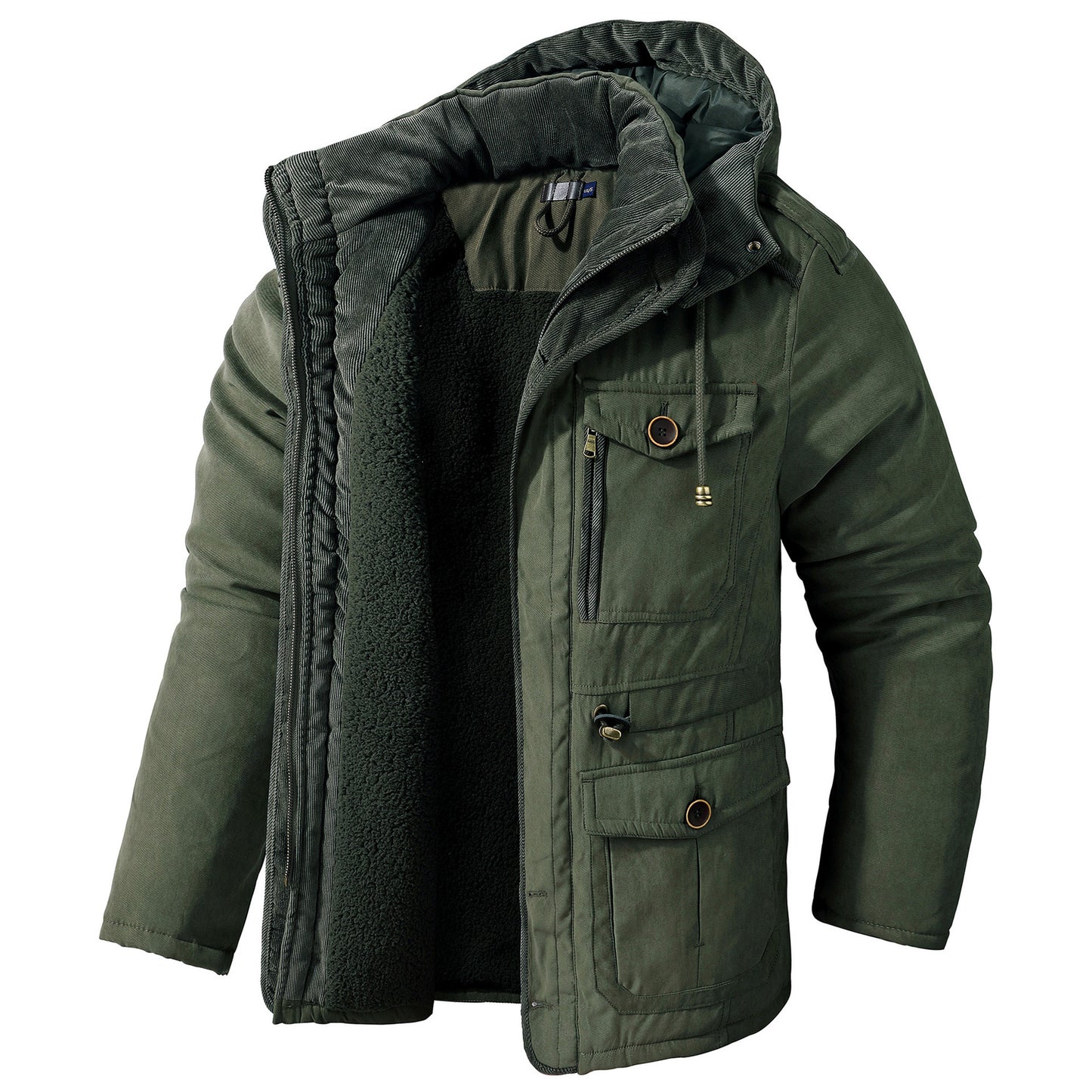 Men's Plus Size Lambswool Hooded Cotton Jacket by My Store