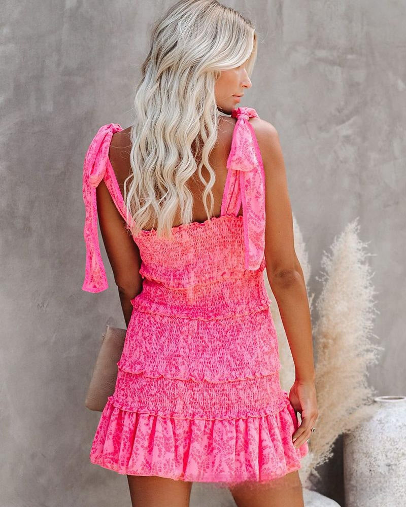 European And American Fold Ruffled Tied Dress by DERILUJA LLC
