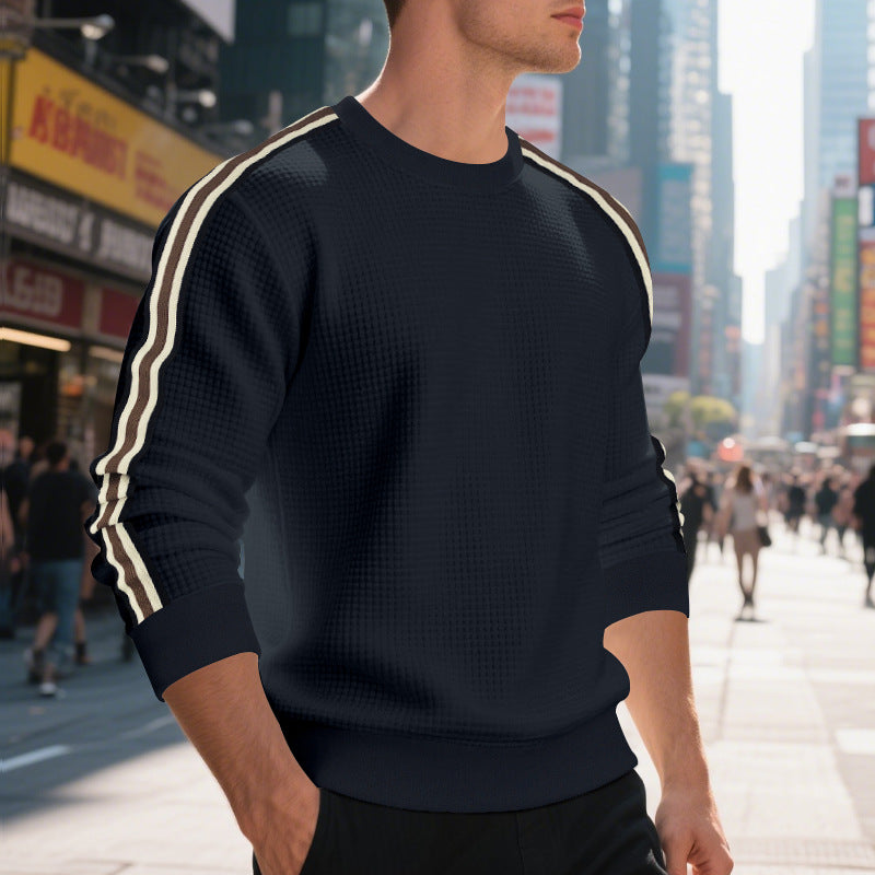 Casual Men's Loose Round Neck Sweater Thin by DERILUJA LLC