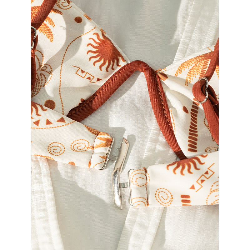 Coconut Tree Print Two-Piece Swimwear for Women, Sexy Tie-up Bikini for Beach and Hot Spring by eprolo