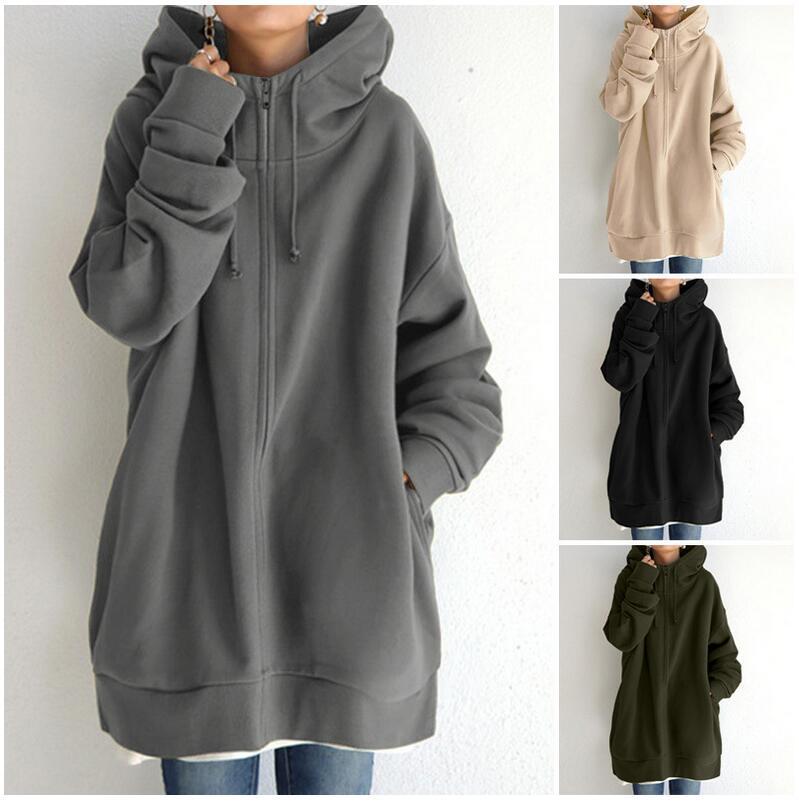 Women's Fuzzy Hoodies Long Sport Pullover Hoodie Full-Zip Hoodie Sweatshirt by DERILUJA LLC