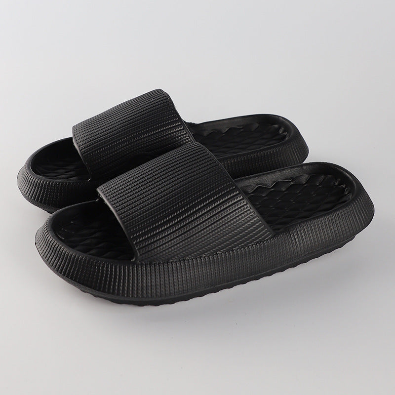 Summer EVA Slippers Solid Color Rhombus Stripe Anti-slip Slippers New Women's Home Shoes by My Store