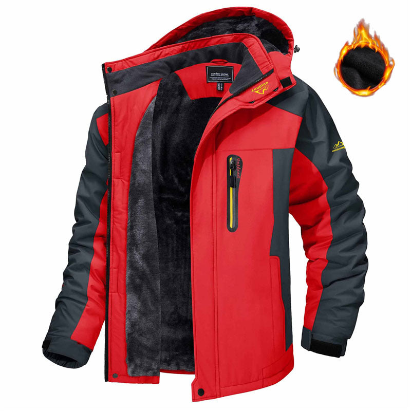 Winter Hooded Jacket Fashion Casual Warm Fleece Coat Windproof Rainproof Parka Windbreaker Men's Top by DERILUJA LLC