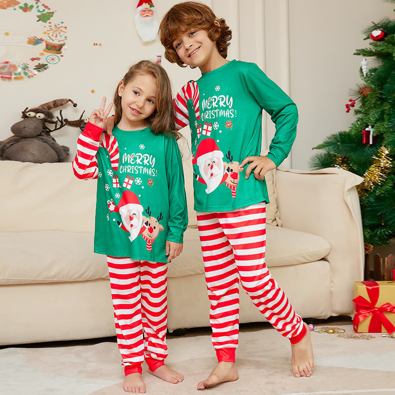 New Cartoon Santa Claus Letter Printing Parent-child Christmas Pajamas Home Wear Suit by My Store