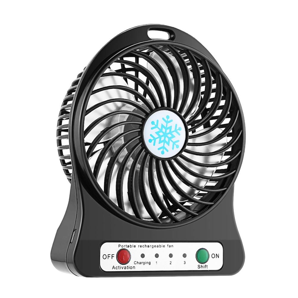 Mini Portable Fan Usb Rechargeable Air Cooler 4-inch 3 Modes Speed LED Lighting Function Desktop Fan Student Fan by eprolo
