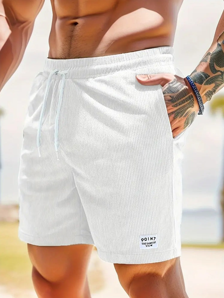 Lace-up Drawstring Shorts Summer Corduroy Sports Short Pants Mens Clothing by DERILUJA LLC