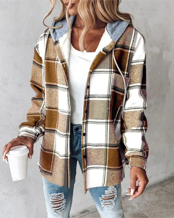 Women's large plaid style women's jacket plaid autumn and winter new style by eprolo