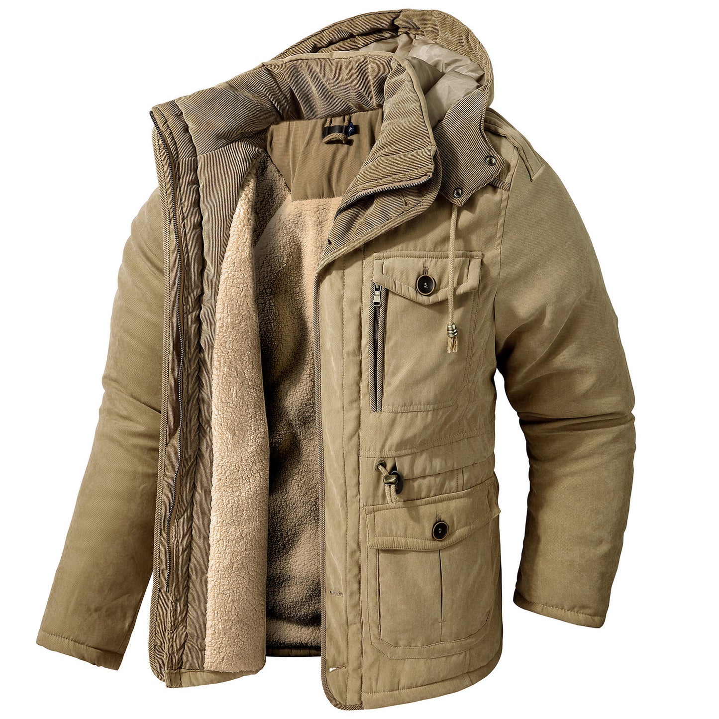 Men's Plus Size Lambswool Hooded Cotton Jacket by My Store