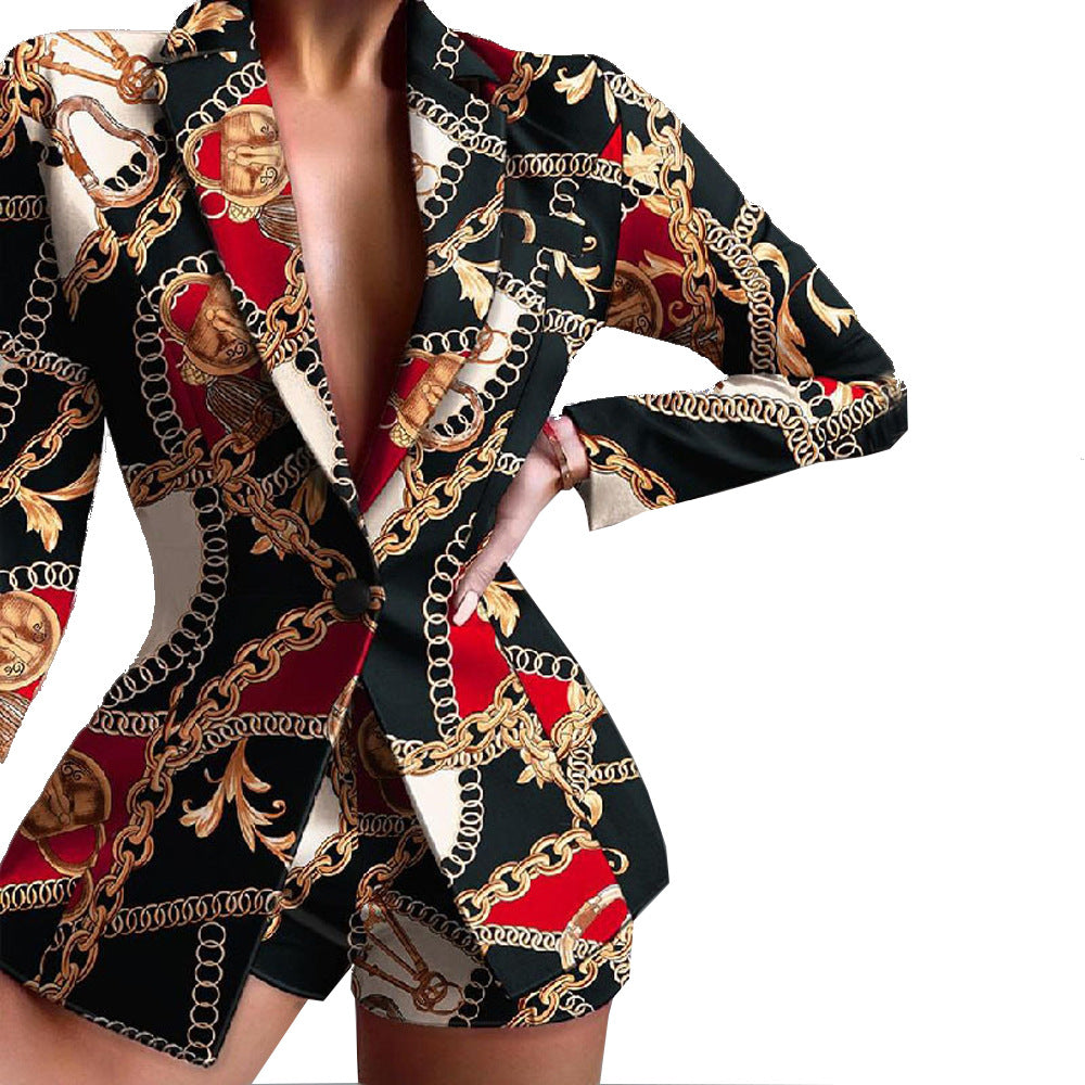 Fashionable Women's Suit Set Casual Office Wear Blazer and Shorts Two-Piece Outfit by eprolo