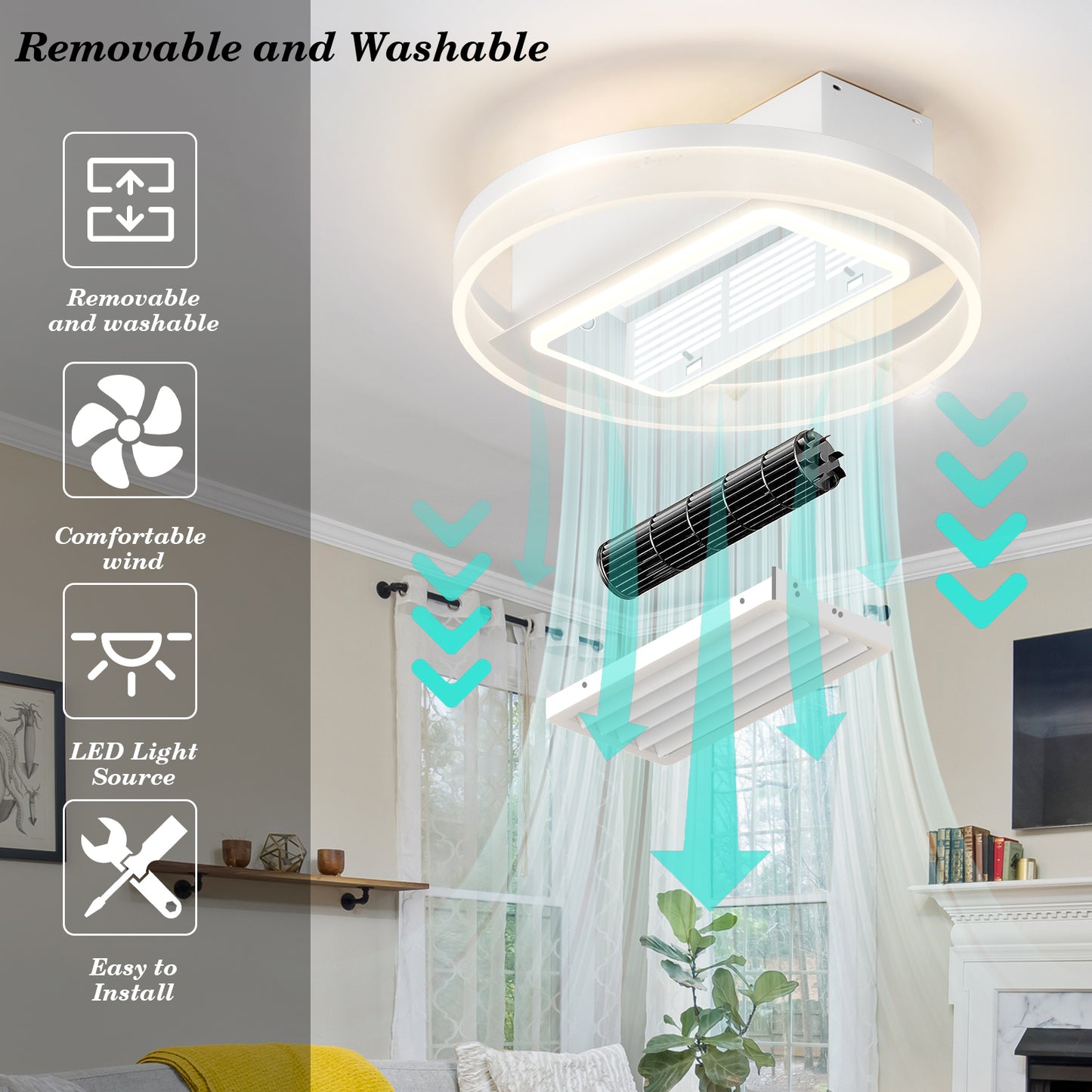 Bladeless Fan Lamp With Lights Dimmable LED by eprolo