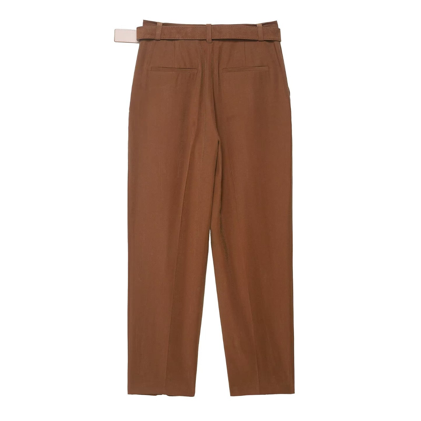 Narrow leg pants with waist belt and hanging pleats by eprolo