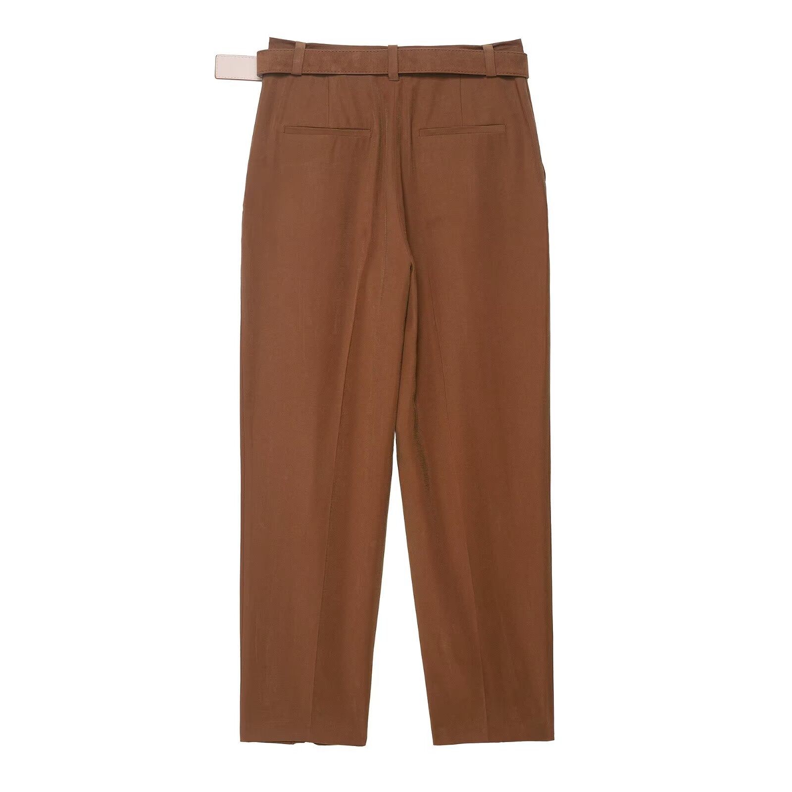 Narrow leg pants with waist belt and hanging pleats by eprolo