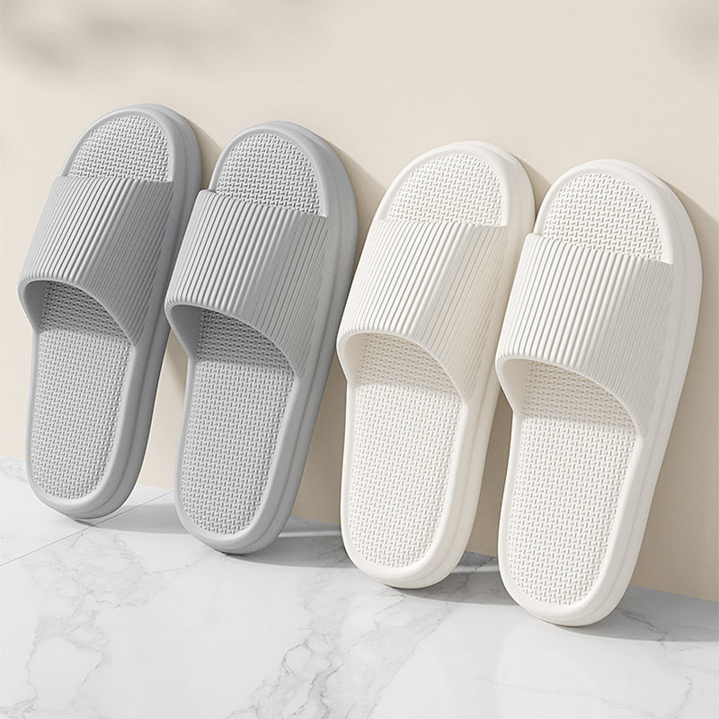 Striped Design Home Slippers For Women Men Soft Anti-slip Floor Bathroom Slippers Solid House Shoes by My Store