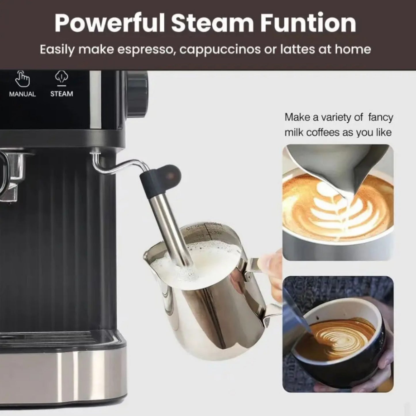 Electrical Coffee Maker Smart Coffee Machine Milk Frother Espresso Cappuccino by DERILUJA LLC