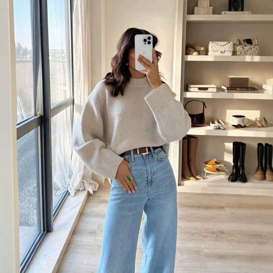 Korean-style Soft And Cozy Autumn Winter New-arrival Relaxed-fit Womens Knit Sweater by DERILUJA LLC