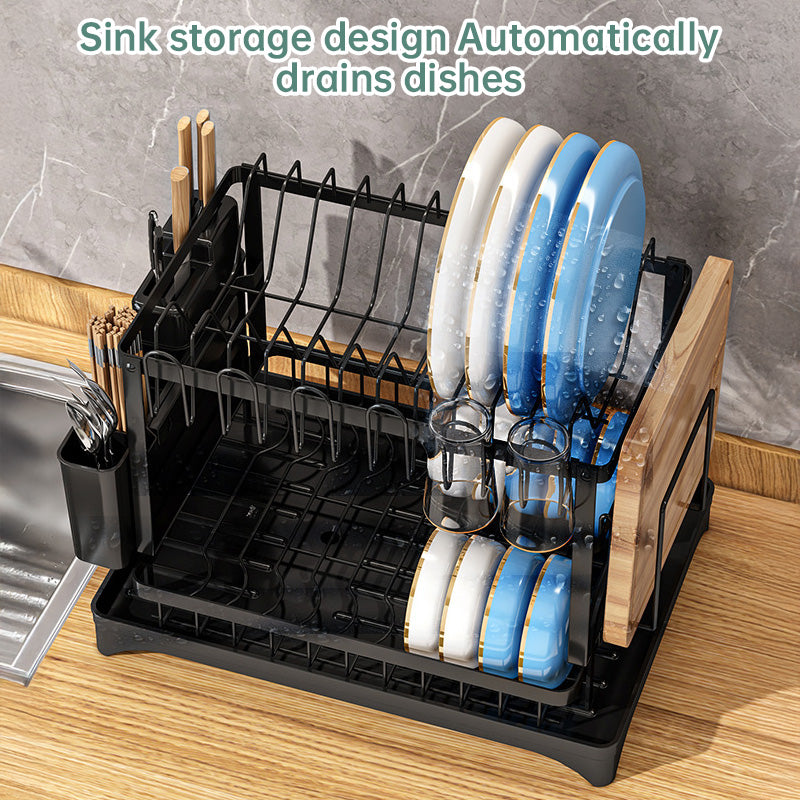2-Tier Household Dish Rack: Countertop Storage with Drainboard by eprolo