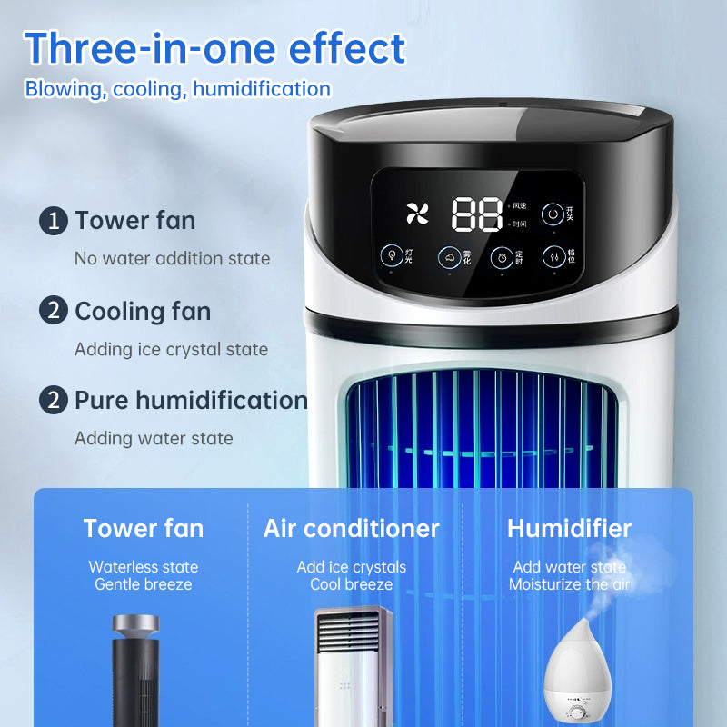Six - speed timed silent AC cooling fan, new mini portable AC, USB air cooler, bladeless electric fan. by eprolo