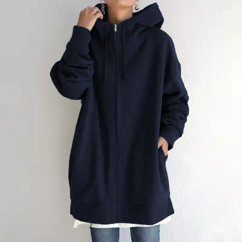 Women's Fuzzy Hoodies Long Sport Pullover Hoodie Full-Zip Hoodie Sweatshirt by DERILUJA LLC