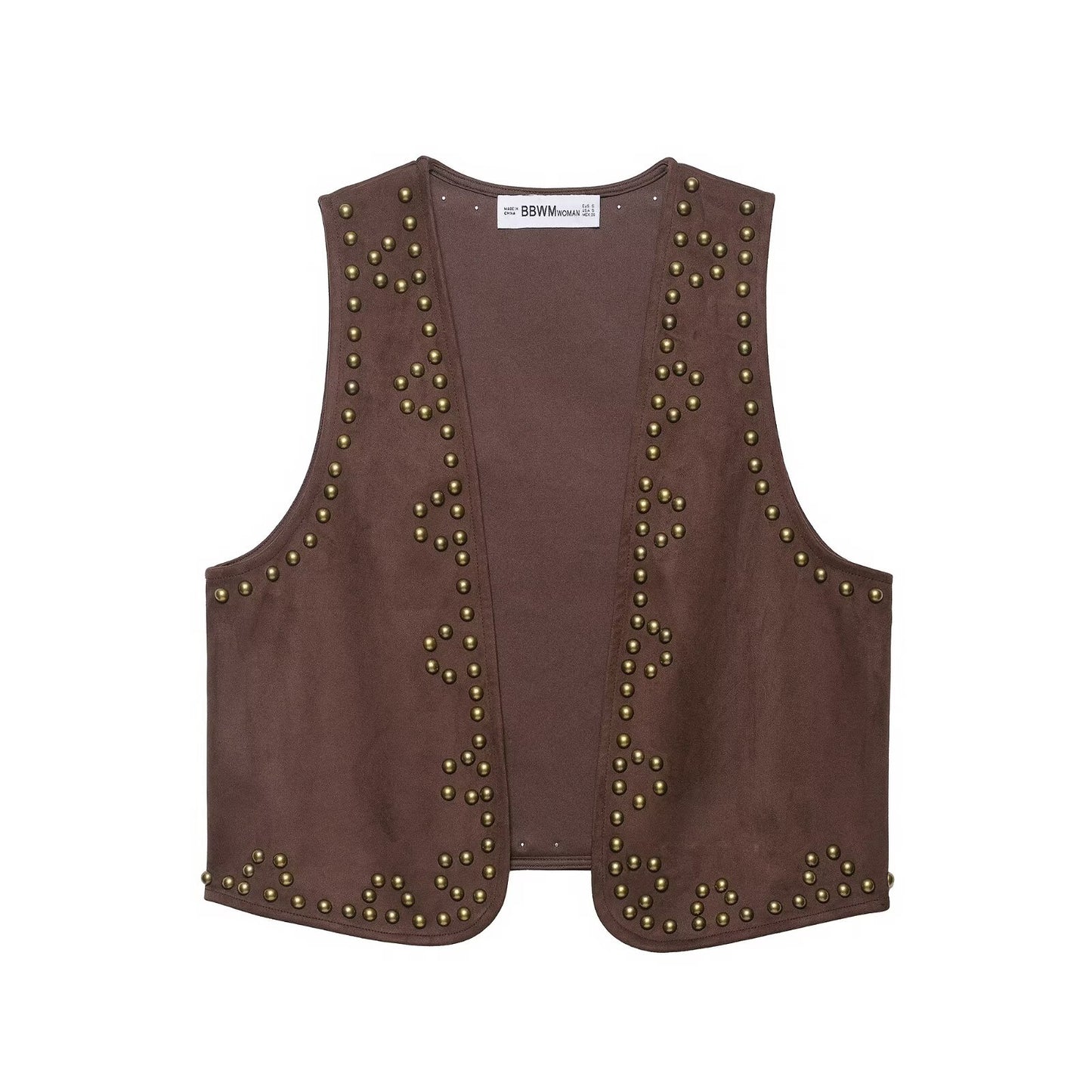 Rivet suede effect vest+shorts set by eprolo