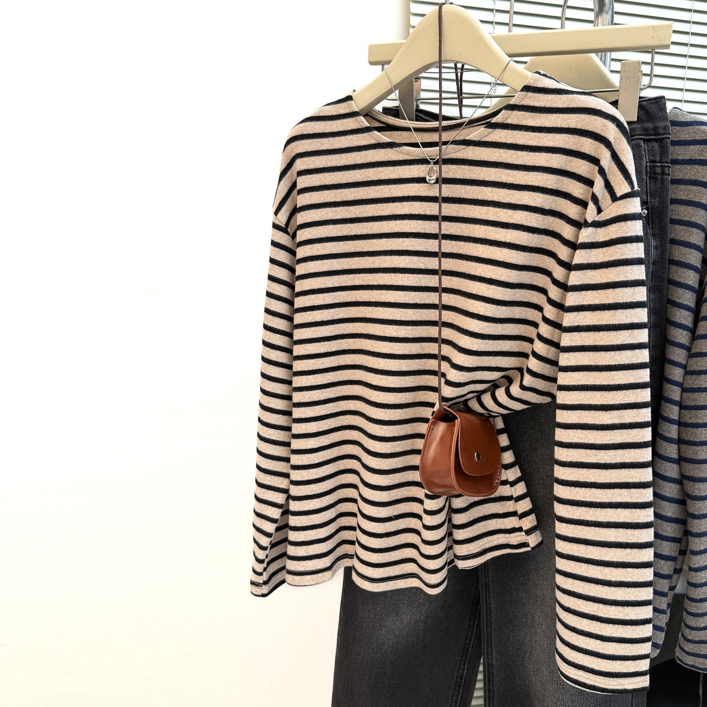 Style Brushed Long Sleeve T-Shirt for Women Plus Size Loose FitInner Wear or Outer Wear Striped by eprolo