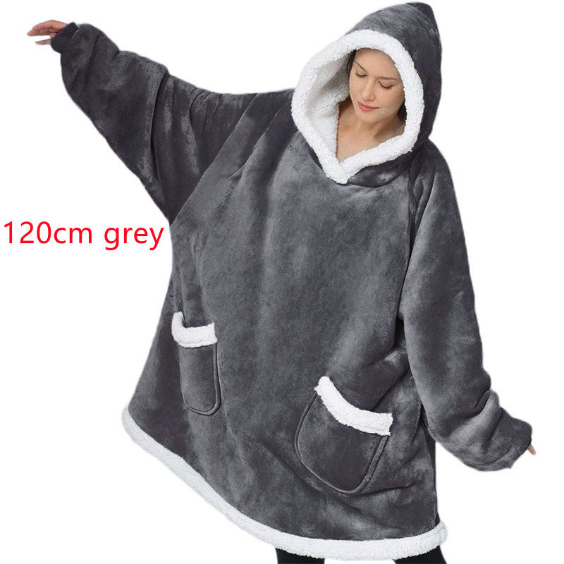 Winter TV Hoodie Blanket Winter Warm Home Clothes Women Men Oversized Pullover With Pockets by DERILUJA LLC