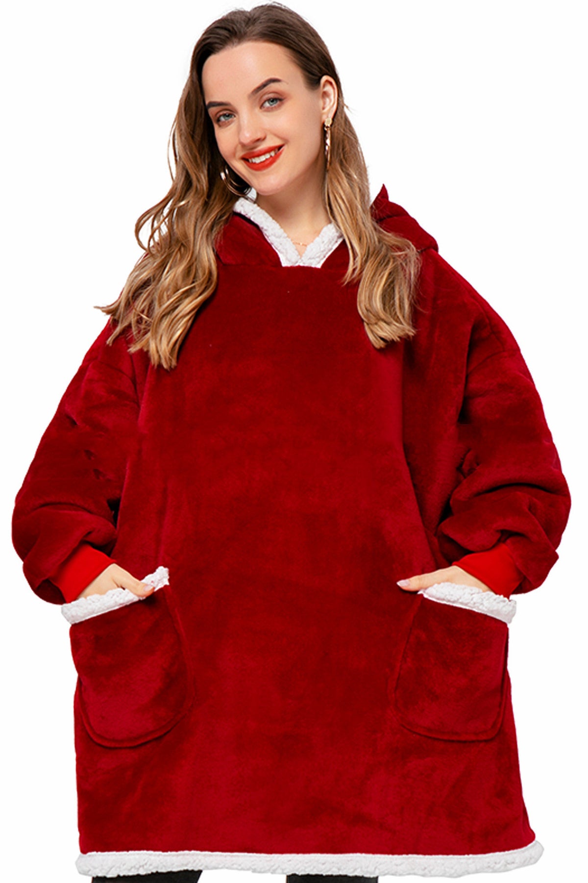 Winter TV Hoodie Blanket Winter Warm Home Clothes Women Men Oversized Pullover With Pockets by DERILUJA LLC