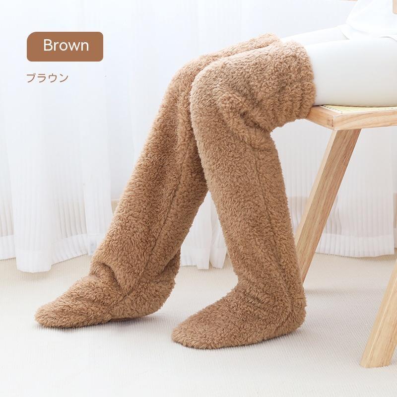 Over Knee High Fuzzy Long Socks Winter Warm Cold Leg Knee Joint Cold-proof Stockings Home Floor Sleeping Socks by My Store