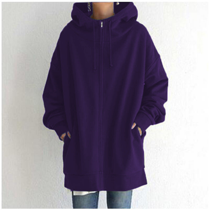 Women's Fuzzy Hoodies Long Sport Pullover Hoodie Full-Zip Hoodie Sweatshirt by DERILUJA LLC