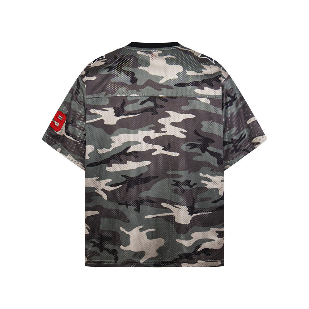 Letter printed V-neck short sleeved t-shirt by eprolo