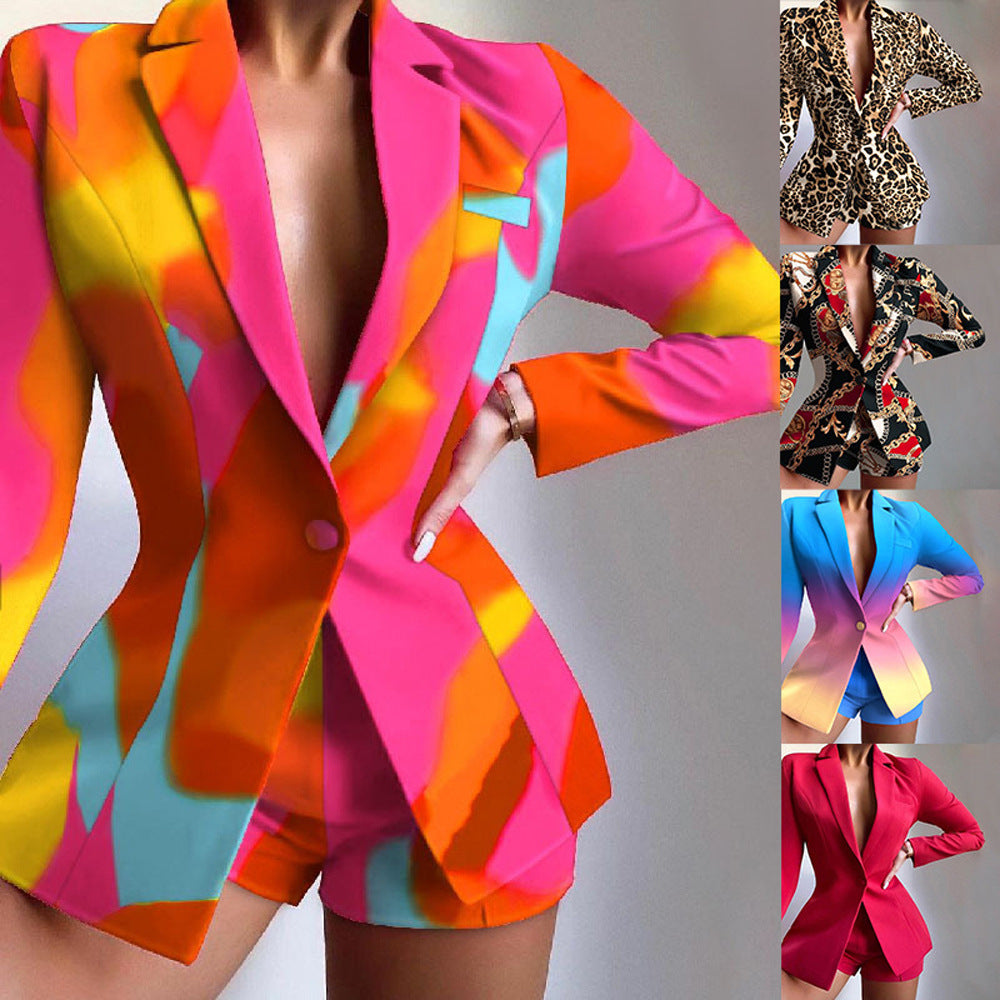 Fashionable Women's Suit Set Casual Office Wear Blazer and Shorts Two-Piece Outfit by eprolo