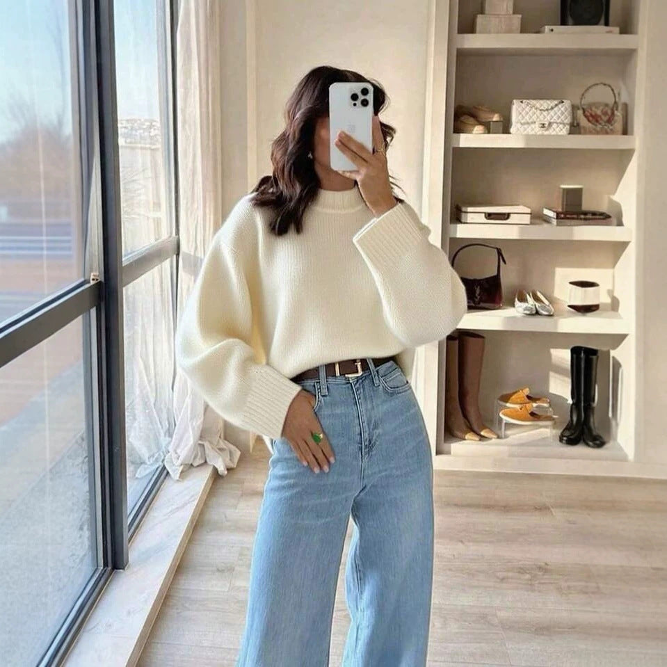 Korean-style Soft And Cozy Autumn Winter New-arrival Relaxed-fit Womens Knit Sweater by DERILUJA LLC