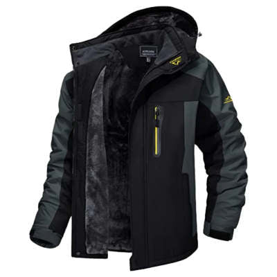 Winter Hooded Jacket Fashion Casual Warm Fleece Coat Windproof Rainproof Parka Windbreaker Men's Top by DERILUJA LLC