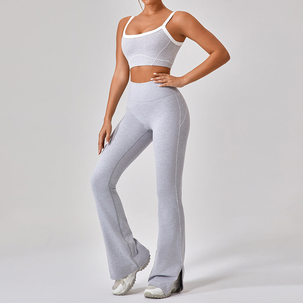 Outdoor Sports Yoga Suits Women's Spaghetti Strap Contrast Color Fitness Set Outfits by My Store