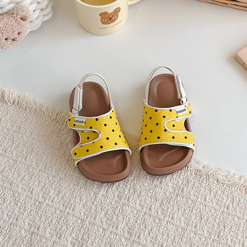 2026 Summer New Kids Sandals, Soft Light Sole Girls Shoes, Fashion Polka Dot Hook & Loop Beach Shoes For Little Middle Big Kids by DERILUJA LLC