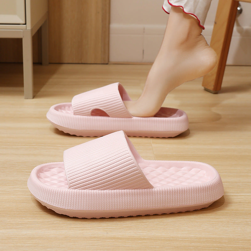Summer EVA Slippers Solid Color Rhombus Stripe Anti-slip Slippers New Women's Home Shoes by My Store