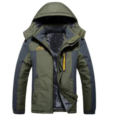 Winter Hooded Jacket Fashion Casual Warm Fleece Coat Windproof Rainproof Parka Windbreaker Men's Top by DERILUJA LLC