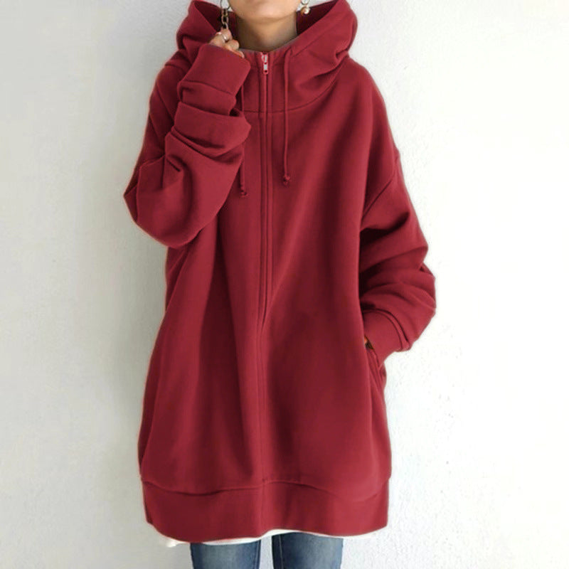 Women's Fuzzy Hoodies Long Sport Pullover Hoodie Full-Zip Hoodie Sweatshirt by DERILUJA LLC