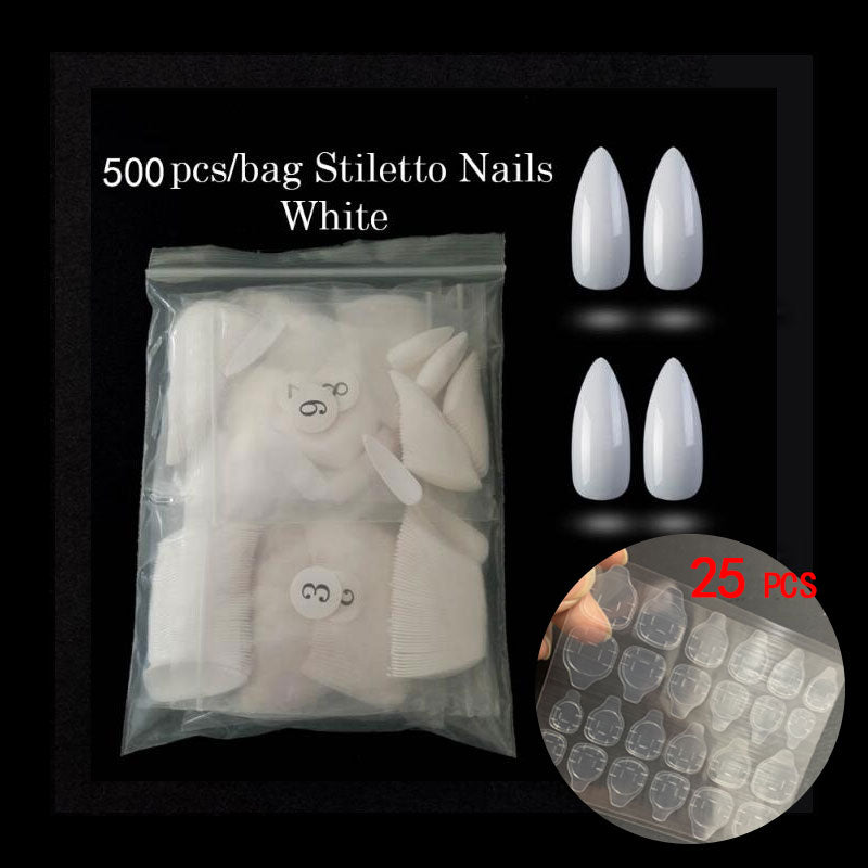 500pcs/opp Ballerina Nail Art Tips Press on Long Coffin Shape Professional False Nails by eprolo