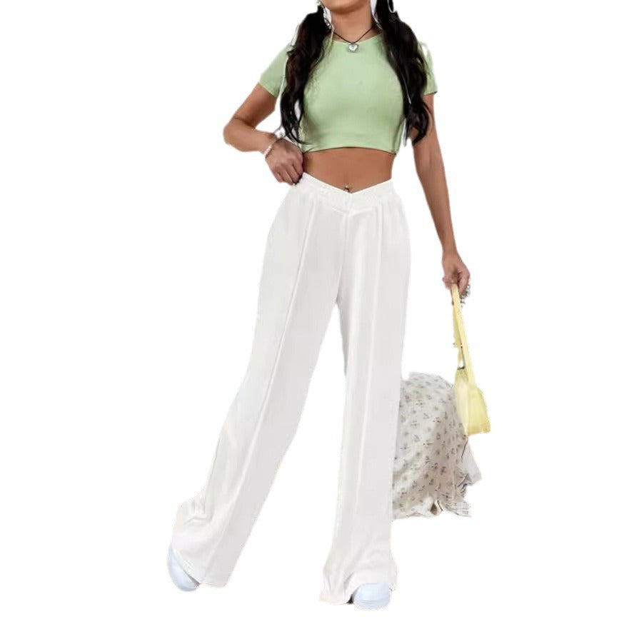 Women's loose casual pants comfortable home pants solid color casual wide leg sports pants by eprolo